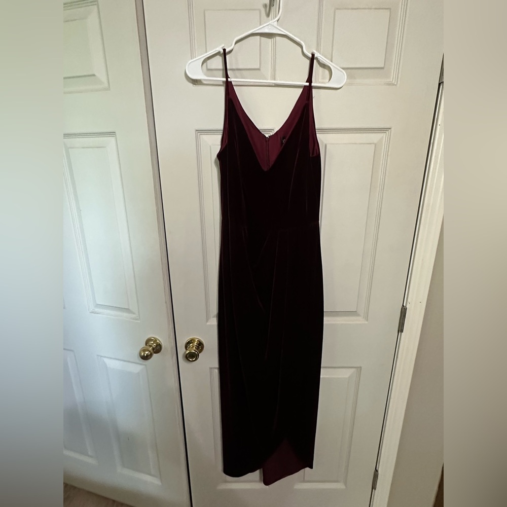Xscape Burgandy Spaghetti Strap Slip Dress